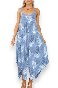 Ladies Leaf Print Strappy Dress