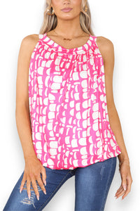 Ladies Geometric Print Slinky Tie Back Top