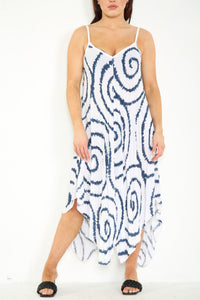 Ladies Tie Dye Swirl Print Strappy Dress